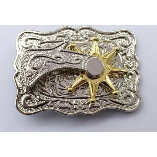 Newest Silver Border With Golden Twist Star belt buckle