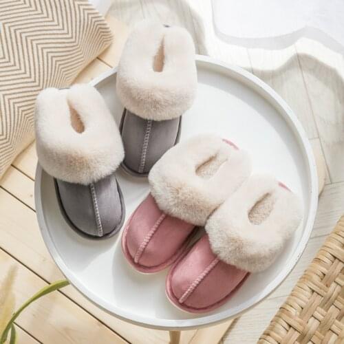 New Plush Warm Home Flat Slippers Light Weight Soft Comfortable Winter Slippers Womens Cotton Shoes Indoor Plush slippers