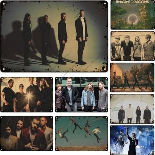 Imagine Dragons Rock Band Metal Plate Rusty Vintage Poster Nostalgic Old Metal Tin Sign Bar Pub Club Wall Decorative Plate