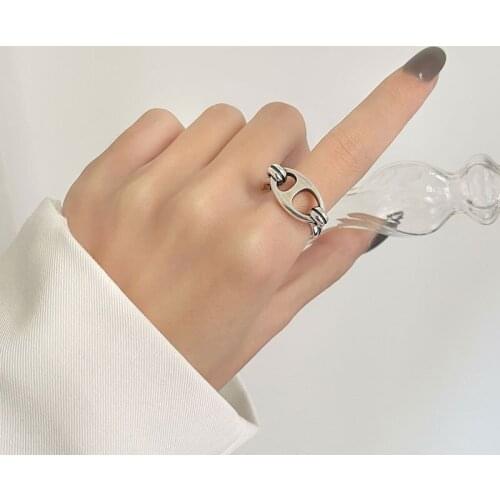 Adjustable Opening Pig Nose Finger Rings For Women New Korean Fashion Punk Design Hollow Cute Female Party Gift Jewelry BOYULIGE