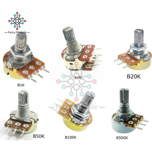 5 PCS/Lot Potentiometer Resistor 1K 10K 20K 50K 100K 500K Ohm 3 Pin Linear Taper Rotary Potentiometer for Arduino
