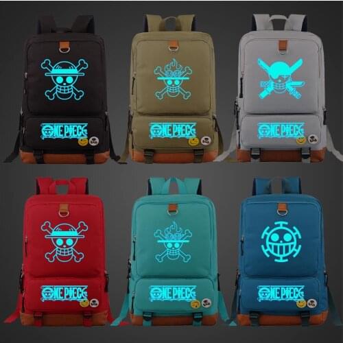 Blue Luminous Anmie Cartoon One Piece Boy Girl Book School Bag Women Bagpack Teenagers Schoolbags Men Student Backpack