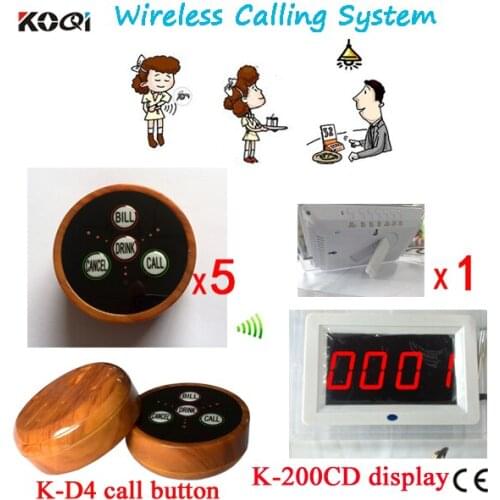Caller Push Button Calling System 1pc English Prompt Screen And 5pcs Press Buzzers For Sample Order