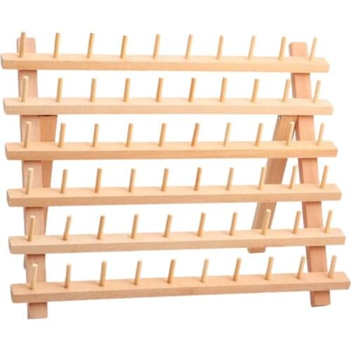 60-Spool Thread Rack Sewing Embroidery Organizer Natural Wood for Sewing, Quilting, Embroidery, Hair-braiding, Hanging Jewelry