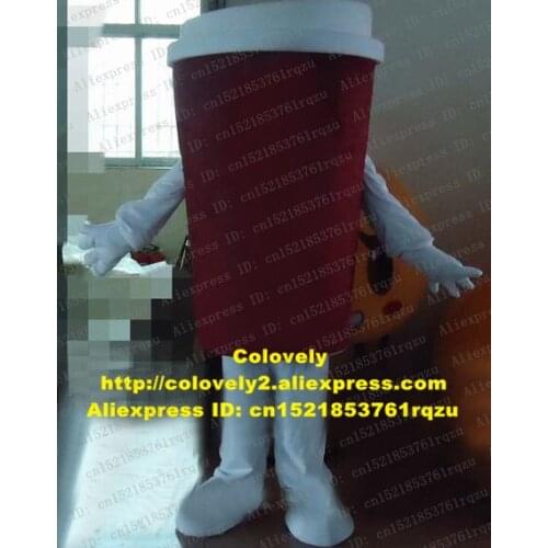 Appied Dark Red Coffee Cup Mug Tumblerful Glass Mascot Costume Cartoon Character Mascotte White Cap Arms Legs ZZ1092 Free Ship