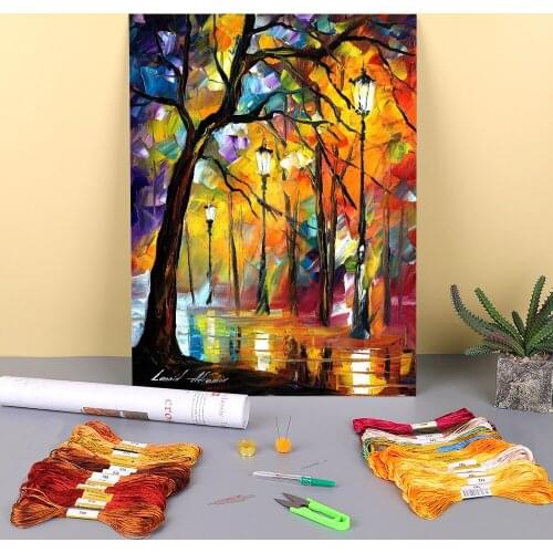 Night Loneliness Printed Fabric 11CT Cross-Stitch DIY Embroidery Full Kit DMC Threads Craft Sewing Handiwork Promotions