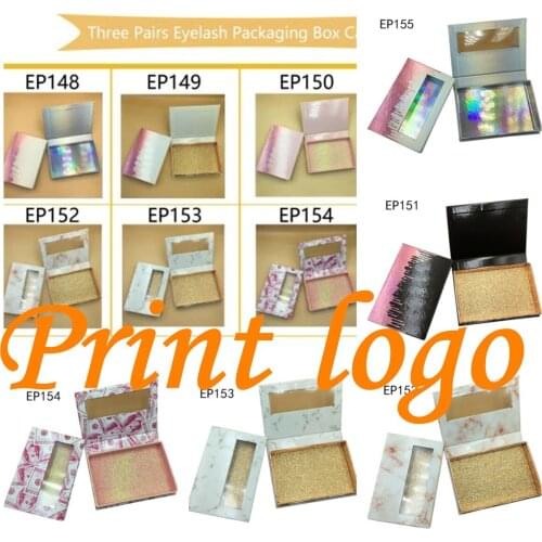 Three pairs box Lash Boxes Wholesale Eyelash Packaging Newest 1-50pcs Empty Lash Case with Tray 25mm Mink Lash Boxes Packaging