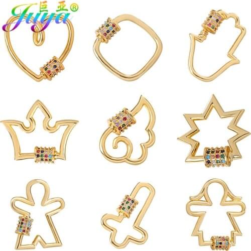 Juya DIY Carabiner Bolt Locks Fasteners Gold Sprial Hook Screw Lock Clasps Accessories For Mesh Chains Pendant Jewelry Making