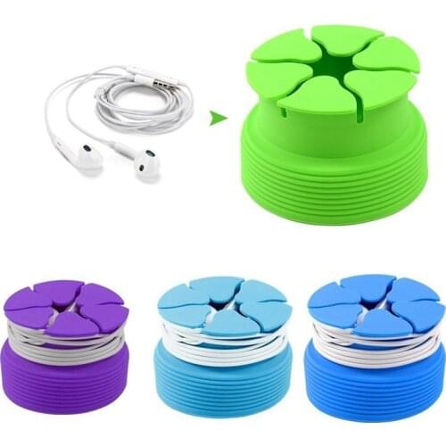 1PCs Creative Foldable Silicone Headphone Cable Storage Box Winder Cord Holder Organizer Earphone Cases Data Cable Winder