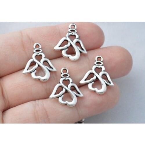 10Pcs 21x13mm Cute Angel Charms Antique Silver Color Tone Findings DIY Handmade Accessories Jewelry Making Supplies Wholesale