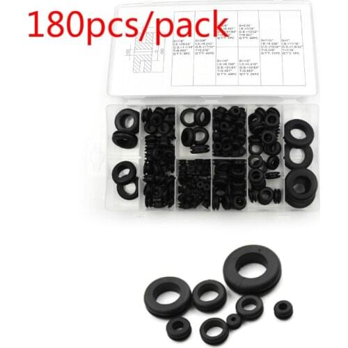 180pcs/pack Dia Panel Mount Hole Black Cable Hose Pipe Plastic Harness Protective Snap Bushing Grommet