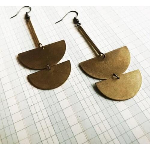 Bohemia Drop Dangle Brass Earrings Circles Half Moons Lunar Simple Everyday Steampunk Statement Jewelry Women Gift Classical