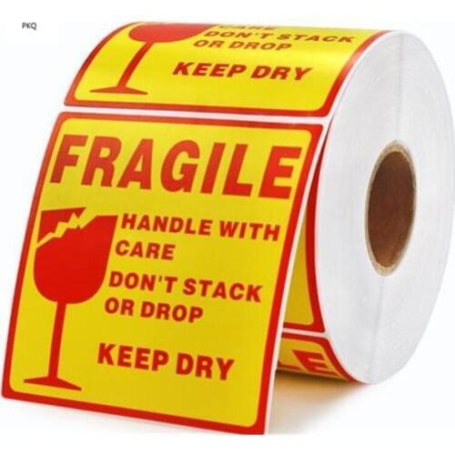 Large 500pc/Roll 100x100mm Fragile Warning Label Sticker Fragile Sticker Up and Handle With Care Keep Dry Shipping Express Label