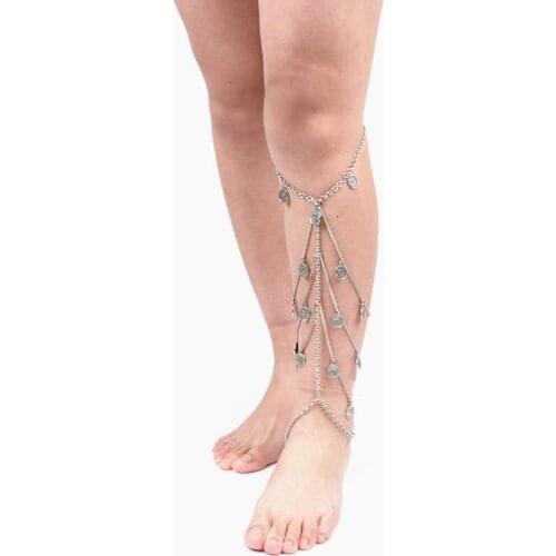 Leg Thigh Chain Women Sexy Body Chain Leg Thigh Harness Jewelry Beach Multi Layers Silver Color Chains Body Jewelry