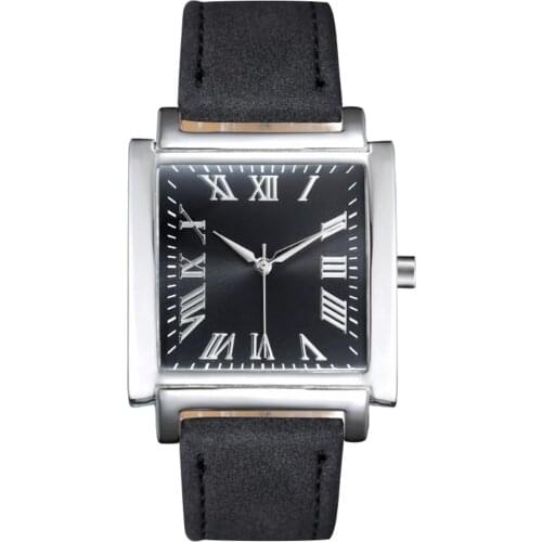 Explosion Fashion Men Watch Square Dial Roman Numeral Faux Leather Strap Analog Quartz Watch Men horloges mannen