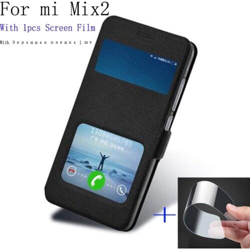 Luxury Phone Case For xiaomi mi Mix2 case shell cover open window leather case For xiaomi mi Mix 2 flip case back cover