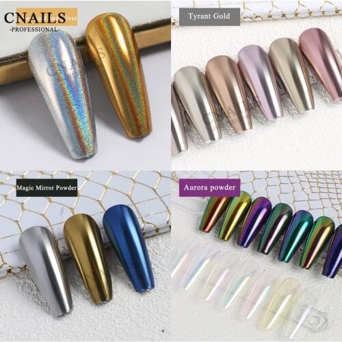 CNails Mirror Nail Powder Solid Aurora Gold Laser Chrome Glitter Flakes Metallic For Manicure Nail Art Decoration Shiny Pigment