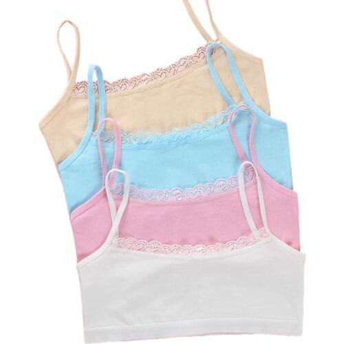 Childrens Breast Care Girl Bra 6-12 Years Hipster Cotton Teens Teenage Underwear Summer Kids Lace Vest Young Girls Tanks