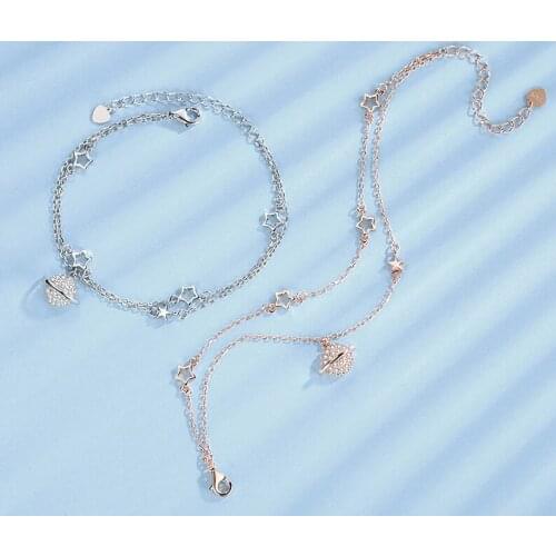 Double Layers Stars Planet Univers Bracelets For Women Elegant Chain Charm Bracelet Birthday Party Gift