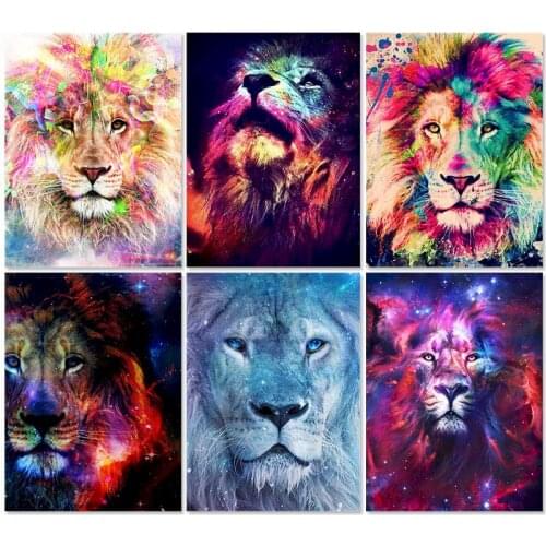 GATYZTORY DIY Painting By Numbers Color Lion HandPainted Oil Painting Animal Drawing On Canvas Kill Time Unique Gift Home Decora