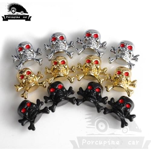 4pcs Pirate SKULL AIR VALVE HEAD CAPS MOTORCYCLE BIKE TIRE AIR COVER CAR TRUCK SUV for BMW Mercedes Chevrolet Ford Honda Toyota