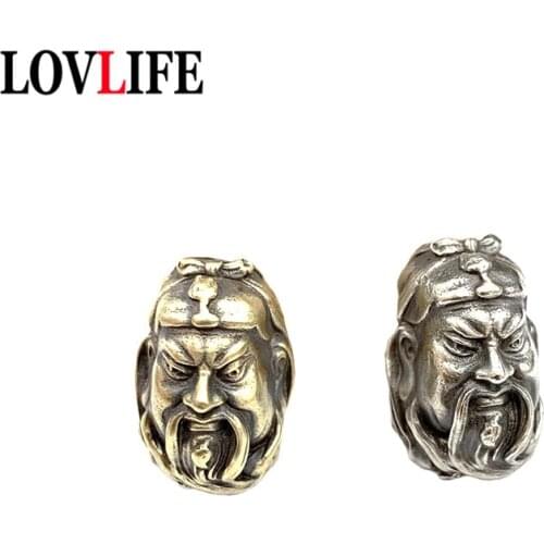 Brass Chinese Guan Gong Buddha Knife Pendants for Keychain Jewelry Outdoor Umbrella Rope Bracelet DIY Paracord Beads Accessories