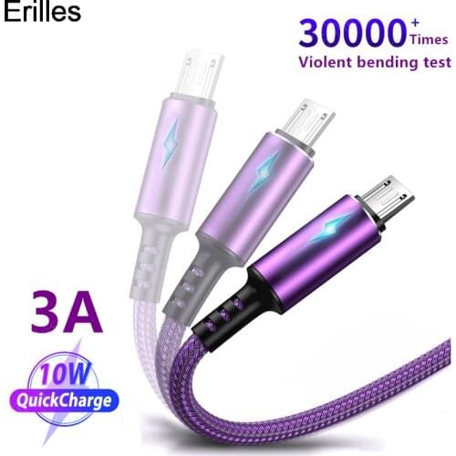 Micro USB V8 Charger Cables For Samsung Galaxy S7 S6 Xiaomi 1.2m/ 2m For Android 3A Micro USB Cable Breathing ligh Fast Charging
