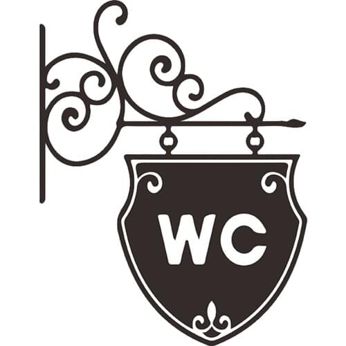 Bathroom Door Stickers WC Pattern Removable Self Adhesive Wall Decal Removable Vinyl Retro Door Art Decor for Home Decorations