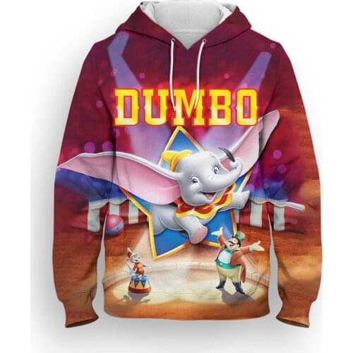 2021 New Womens Sweatshirt Disney Dumbo 3D Print Cartoon Anime Mens Hoodies Fashion Spring Streetwear Children Pullovers