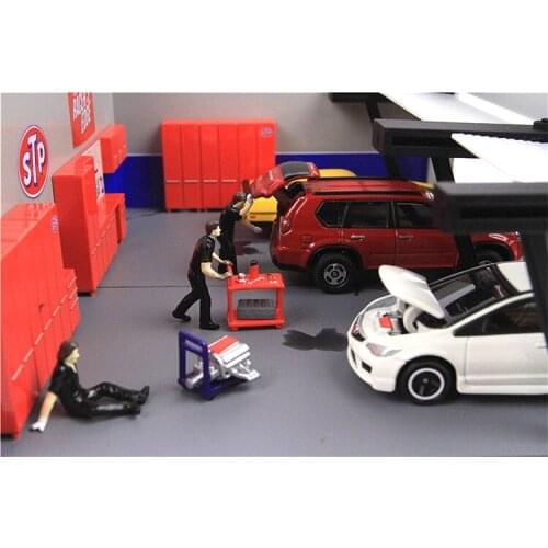 The New 1:64 Scale Repairman Scene Set Model Car Model Scene Layout Collection Decorative Toys