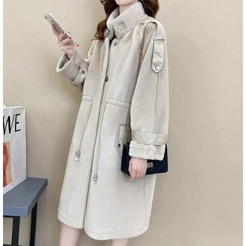 Gold mink coat women mid-length Korean thick cardigan spring 2021 new fur one-piece imitation fur Single-breasted coat females97