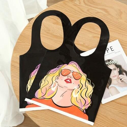50Pcs/Lot Plus Size Plastic Shoulder Bags Thicken Shopping Bags for Clothes Store High Quality Party Gift Bags 3 Sizes