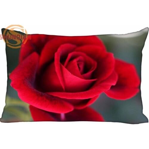 Hot Nice Red Roses Rectangle Pillowcase zipper Wedding Custom Pillow Case For Bedroom A3.27#64