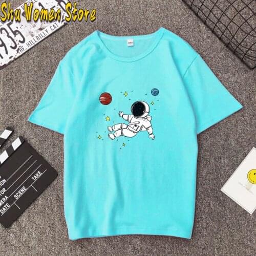 Casual Summer T-shirt 2021 Astronaut Print T-shirt Breathable Streetwear Easy to Dry Womens T-shirt Oversize graphic tee