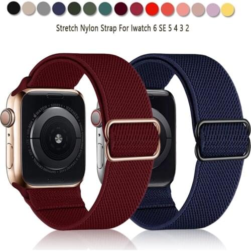 Scrunchie Strap For Apple watch band 44mm 40mm 38mm 42mm Elastic Nylon solo Loop Adjustable Bracelet iWatch series SE 6 5 4 3 2