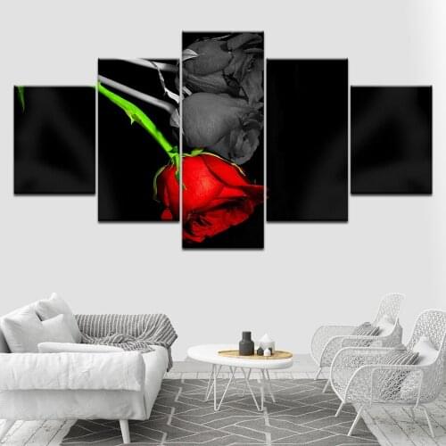 Most beautiful rose flowers 5 Piece Canvas Wallpapers modern Poster Modular art painting for Living Room Home Decor