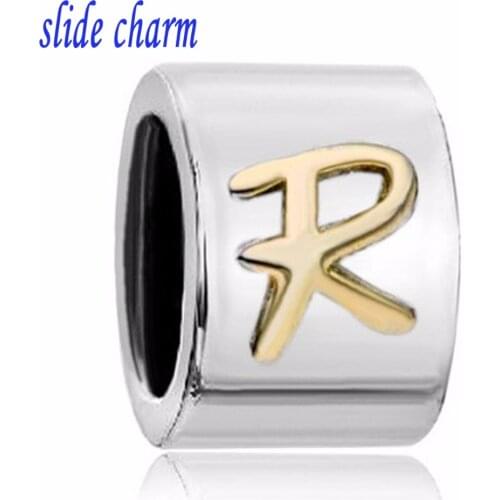 Slide charm Free shipping Cylindrical Shaped Letter Charms Initial B Alphabet Alphabet Beads fit Pandora bracelet