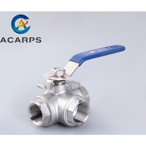1/2" 3/4" 1" 2"Stainless Steel 304 BSP Thread Three Way Ball Valve T-type L-type DN15 DN20 DN25 DN32 DN40 DN50 1/2" 3/4