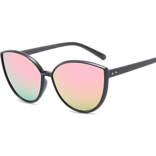 Pink Vintage Cat Eye Sunglasses Women Fashion Cateye Mirror Sun Glasses Female Brand Designer Classic Gradient Oculos De Sol