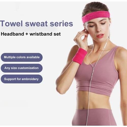 2pcs Wrist Sport + 1pc Hair Band Wrap Bandage Fitness Hand Support Wristband Breathable Sweat Absorbent Head Wrap Cotton Sets