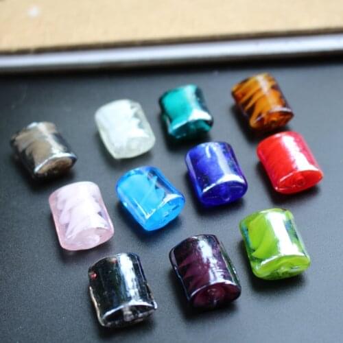 10Pcs 12mm 16mm Handmade Lampwork glass beads Cuboid Loose Beads With inner stripes Multi-Color for Bracelet jewelry &DIY
