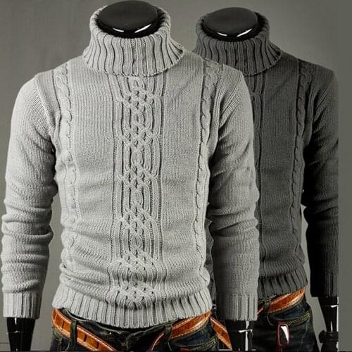 Warm Turtleneck Sweater Men Pull Homme Casual Pullovers Male Outwear Slim Knitted Sweater