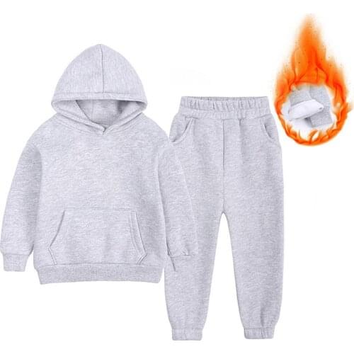 Boys Hoodie Set Girls Sport Suit Autumn Winter Fleece Cotton Sweatshirt Sweatpants Two Pieces Kids Tracksuit Child Clothing Set
