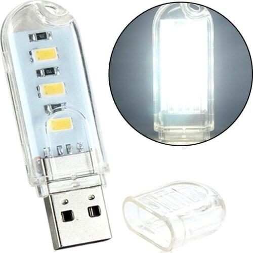 USB LED Book Lights 3LEDs Bulb 5V Power Input White 5000K Warm White 3000K USB Night light