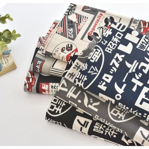 Japan vintage cotton Character signboard design handwork fabric art Retro style fabric for DIY Bag 0.5meter