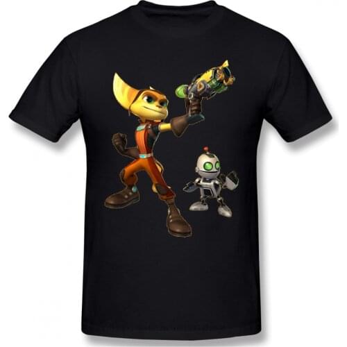 Cool Print Cotton Funny T Shirts Ratchet Clank Quartu Gadgebots Game Men Fashion Streetwear
