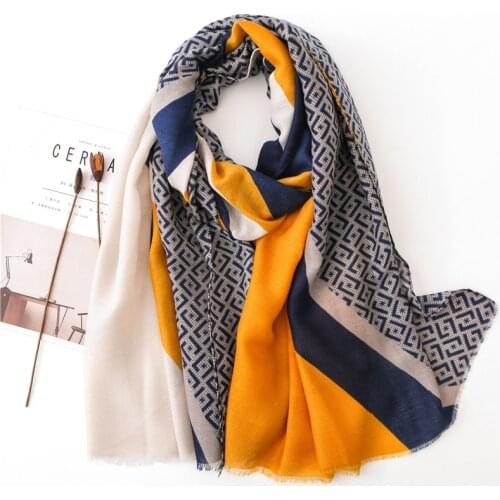 Ladies New Fashion Geometric Patchwork Fringe Viscose Shawl Scarf Autumn Winter Muffler Headband Foulards Sjaal Wrap Hijab Snood