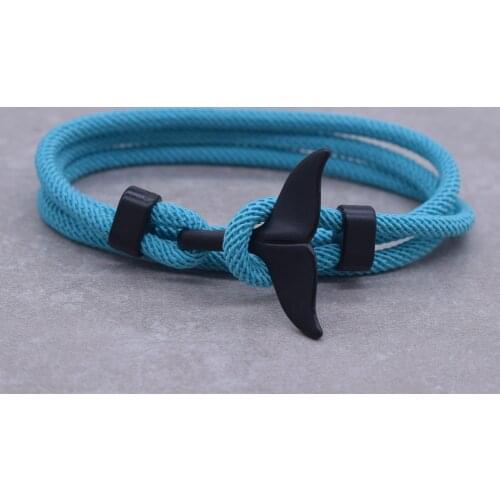 Blue Ocean Style Womens 2-3 Laps Wrap Milan Rope Adjustable Whale Tail Bracelet High Quality Charm Jewelry Gift