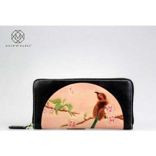 20x10CM Customized Genuine Leather Wallet Fashion Zipper Original Handmade Zipper Clutch Bag Women a6974