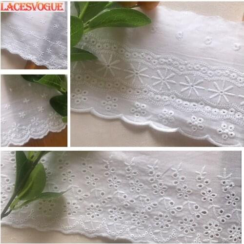 14yards 6-17cm Cotton embroidery lace fabric Garment needlework sewing Patchwork DIY Handmade accessories Clothes decoration 216